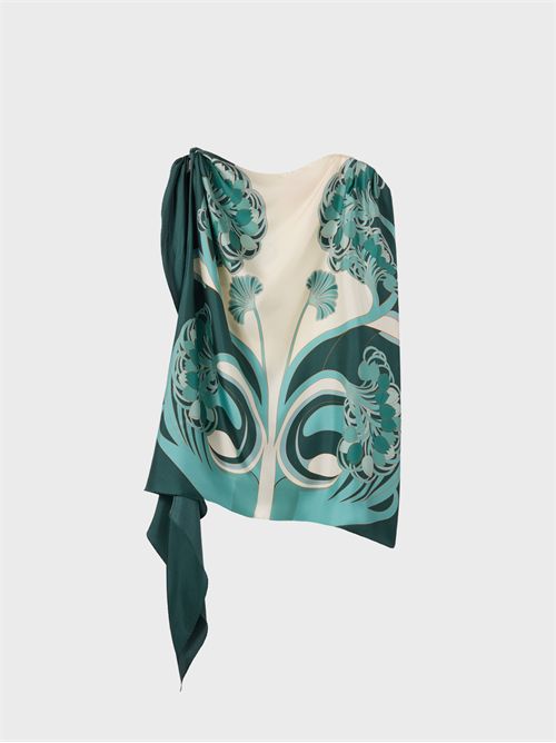 Silk twill foulard top with print LA DOUBLE J | SCA0096SIL029BTU01GR11